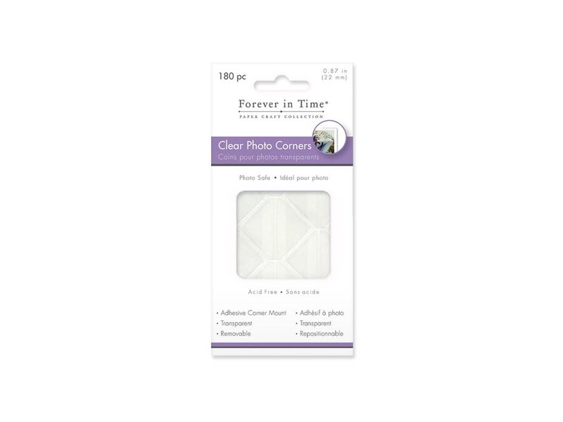 Forever in Time PC050Forever in Time Photo Corners Adhesive Clear Corner Mounts, 7/8-Inch, 180 Per Package - Image 1